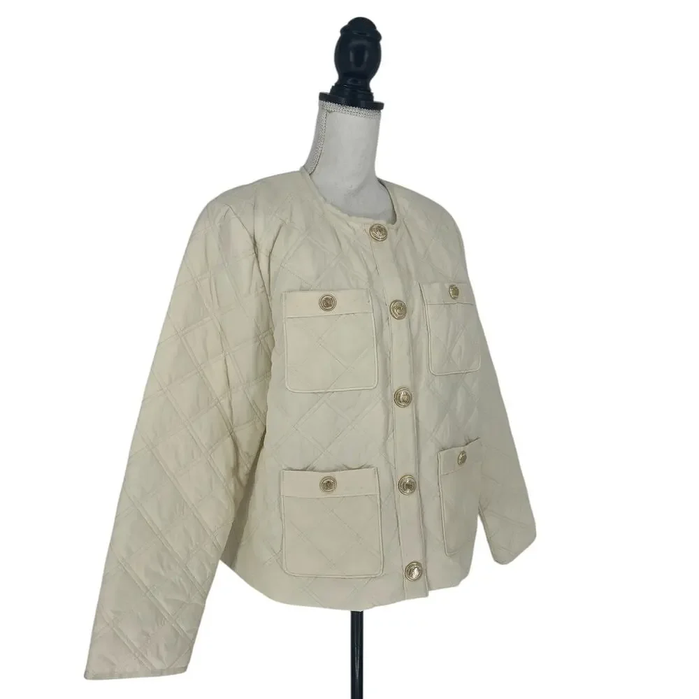 Veronica Beard‎ Shalia Quilted Jacket in Ivory